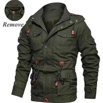 Pánský zimní kabát Taktická bunda zateplená s kapucí a kapsami Barva: Zelená, Velikost: 3XL