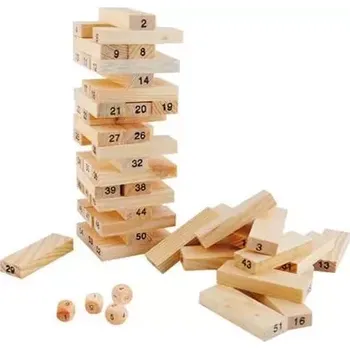 Dřevěná hračka RODINNÁ HRA JENGA TOWER DŘEVĚNÁ VĚŽ SKVĚLÁ ZÁBAVA