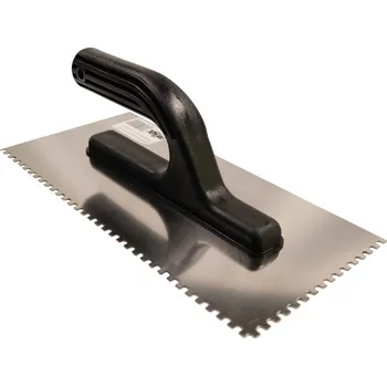 Zdenické nářadí TOPTRADE hladítko nerezové, s plastovou rukojetí, zub 4 mm, 270 x 130 mm, hobby