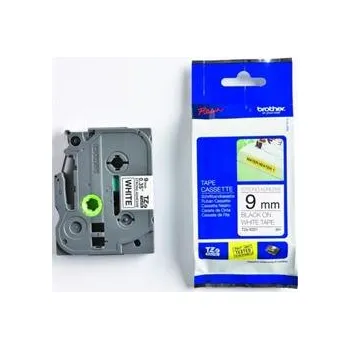 Pásek do tiskárny BROTHER TZES221 - kazeta TZ šířky 9mm, extrémně adhesivní lamino TZE-S221, bílá/černé písmo