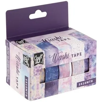 Lepicí páska Dekorační lepicí páska - Washi pásky, 1,5cm x 10m, 5ks - fialové