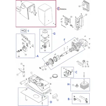 PRRB03A kompletní kryt pohonu Nice ROBUS400 - náhradní díl - kryt přední a zadní pro pohon posuvné brány