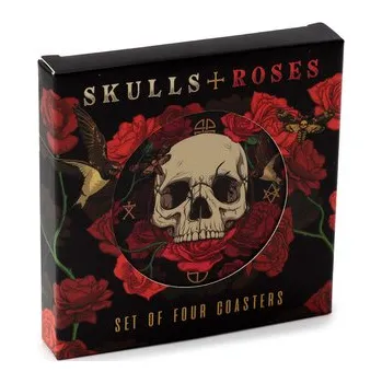 Nestandardní parfém Sada 4 podtácků Lebky a růže