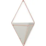 Nástěnný květináč Trig bílý/měděný, velikost 22x9x39