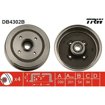 Brzdový buben Brzdový buben TRW DB4302B