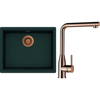 Granitový dřez Set Schock S28-14 (dřez Kiruna N-100L Ivy + baterie Keto Měď + komponenty Měď)