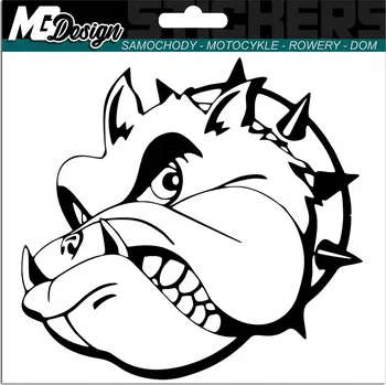 Samolepicí dekorace na vozidlo SAMOLEPKA na auto PES BULDOK Hrozivý ZLÝ pes 15x14 cm