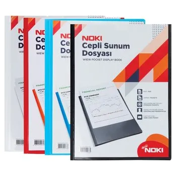 Noki, Katalogová kniha, 80 kapes, PP, A4, s přední kapsou, černá