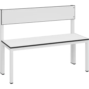 Zahradní lavice Šatní lavice Basic, s opěrkou, sedák bílý, š 1000 mm