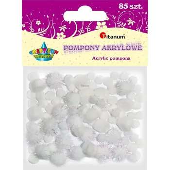Titanum Bambulky, pompony, chlupaté, BÍLÉ, mix velikostí, 85ks/bal.