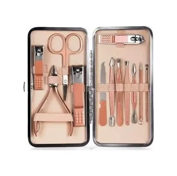 Nestandardní parfém Manikúrní sada dámská De-luxe 12 ks / zlatá-růžová