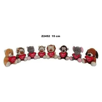 plyšák Zwierzęta z sercem 15cm MIX