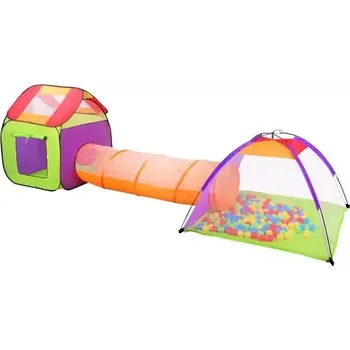 Dětský domeček DĚTSKÝ STAN TUNEL 3V1 DOMEK + 200 KS MÍČKŮ 5902367976248