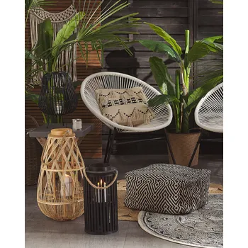 Svícen Lucerna vrba dřevo / sklo pro vnitřní a venkovní černá výška 40 cm zahradní zahradní doplňky pro vnitřní a venkovní Beliani