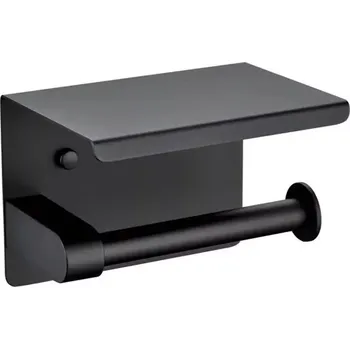 DRŽÁK NA TOALETNÍ PAPÍR S POLIČKOU ČERNÝ AG887
