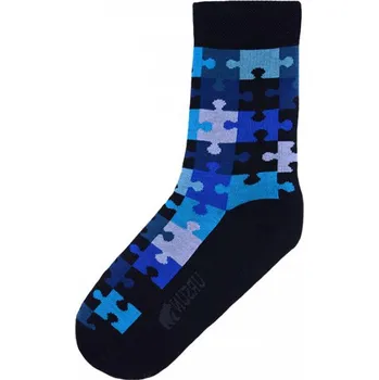 Pánské ponožky Barevné ponožky se stříbrem puzzle světle modré Velikost: 45/47