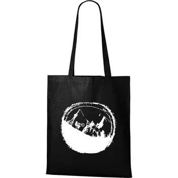 DOBRÝ TRIKO Bavlněná taška s potiskem Hory a kolo Barva: Černá