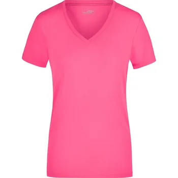 Dámské tričko Dámské elastické tričko s výstřihem do V JN 928 pink S