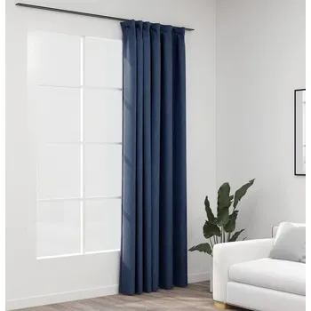 vidaXL Zatemňovací závěs s háčky vzhled lnu 290 x 245 cm [321159] Barva: Modrá