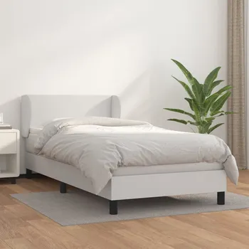 Postel vidaXL Box spring postel s matrací 90x200 cm umělá kůže [3127170] Barva: Bílá