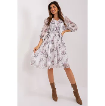 Dámské šaty Lakerta Oversize šaty s květovaným vzorem a páskem bílé Velikost: L/XL