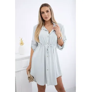 Dámské šaty Kesi Włoski Šaty se zapínáním na knoflíky a zavazováním v pase jasně zelená Kesi Włoski šedá 3134083