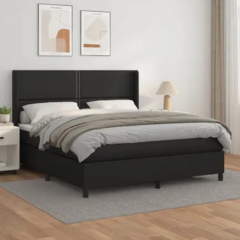 Postel vidaXL Box spring postel s matrací 180x200 cm umělá kůže [3132455] Barva: Černá