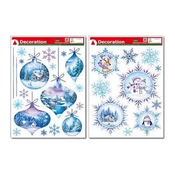 Okenní dekorace Okenní fólie 290X410mm, vločky, ozdoby mix, barevná