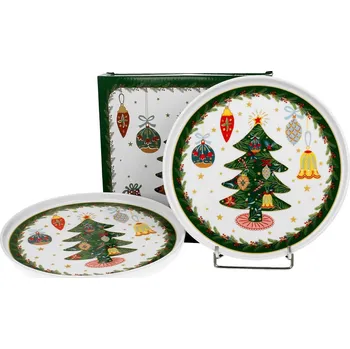 DUO Gifts Talíř 13 cm dezertní - Okolo vánočního stromečku - sada 2 ks