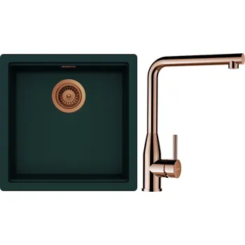 Granitový dřez Set Schock S27-14 (dřez Kiruna N-100 Ivy + baterie Keto Měď + komponenty Měď)
