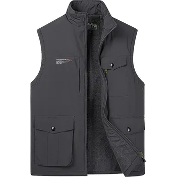 Pánský kabát Pánská vesta DIMU269 Barva: Šedá, Velikost: 5XL