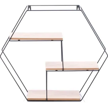 police Nástěnná dekorativní police Aluvia dub evoke/černá, velikost 51x44x17