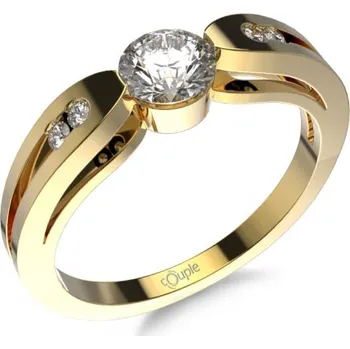Prsten Couple, Jemný zásnubní prsten Melisandra ve žlutém zlatě se zirkony, vel. 52, prům. 16.6 mm, 585-52-1-0512.0Z00.0.52.001
