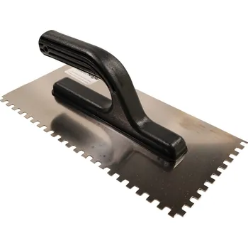 Zdenické nářadí TOPTRADE hladítko nerezové, s plastovou rukojetí, zub 6 mm, 270 x 130 mm, hobby