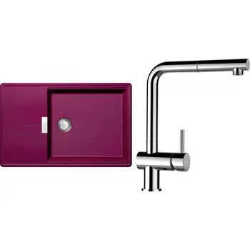 Granitový dřez Set Schock S14-9 (dřez Tia D-100LS Berry + baterie Epos.120 Chrom)