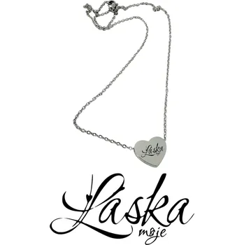 Náhrdelník Náhrdelník se srdcem stříbrný - text láska moje