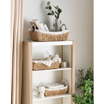 Úložný box Sada 3 košů přírodní vodní hyacint Kovový rám Ručně vyráběné doplňky Malé úložiště Boho Rustikální styl Obývací pokoj Ložnice Beliani