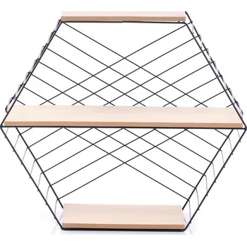 police Nástěnná dekorativní police Alva dub evoke/černá, velikost 51x45x17