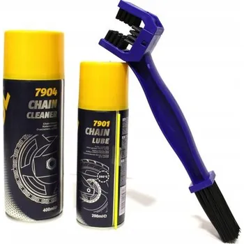 čištění řetězu SADA MANNOL NA ÚDRŽBU ŘETĚZU + KARTÁČ