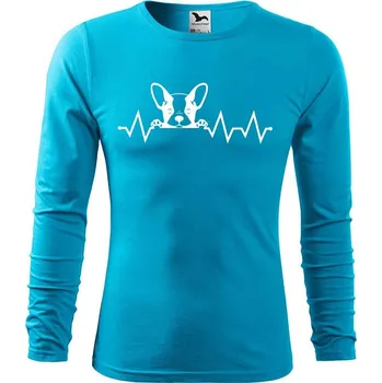 DOBRÝ TRIKO Pánské bavlněné triko Tep buldoček Velikost: L, Barva: Tyrkysová