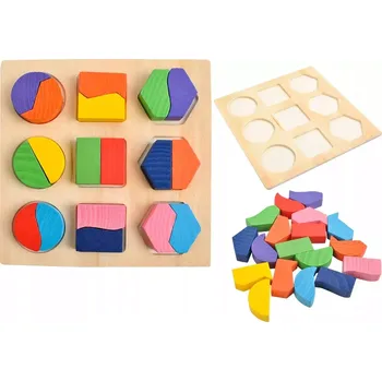 Dřevěná hračka DŘEVĚNÉ PUZZLE GEOMETRICKE TVARY 5900779931084