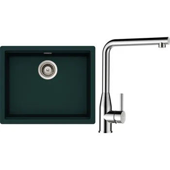 Granitový dřez Set Schock S28-12 (dřez Kiruna N-100L Ivy + baterie Keto Masivní nerezová ocel + komponenty Nerez)