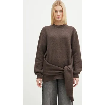 Dámský svetr Svetr z vlněné směsi JW Anderson Draped Tie Front Jumper, XS, hnědá, 89X