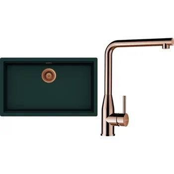 Granitový dřez Set Schock S29-14 (dřez Kiruna N-100XL Ivy + baterie Keto Měď + komponenty Měď)