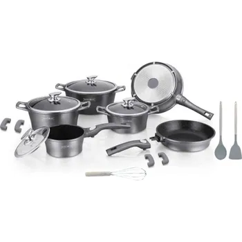 Hrnec Royalty Sada nádobí ES2014M 17dílná CLICK systém, barva stíbrná Royalty