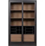 Vitrína z borovicového dřeva s posuvnými dveřmi v černo-přírodní barvě 125x200 cm James – WOOOD ID_1223584