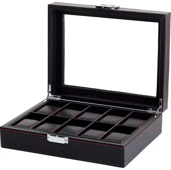Šperkovnice BOX NA HODINKY POUZDRO NA 10KS HODINEK KARBON PD47