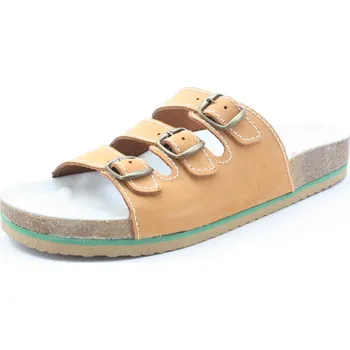 Dámské pantofle JAKUB-OBUV Dámský Fusbet třípásek 215104 KŮŽE tmavě hnědý hnědá 41