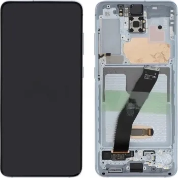 Náhradní dil pro Samsung G980 Galaxy S20 - LCD display + Dotyková deska + Přední kryt Cloud Blue / Modrá (Service Pack)