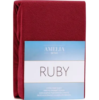 Froté prostěradlo s gumou AmeliaHome Ruby tmavě červené, velikost 120-140x200+30